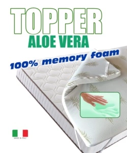 Topper matrimoniale in memory foam con aloe, 160x190x5 cm